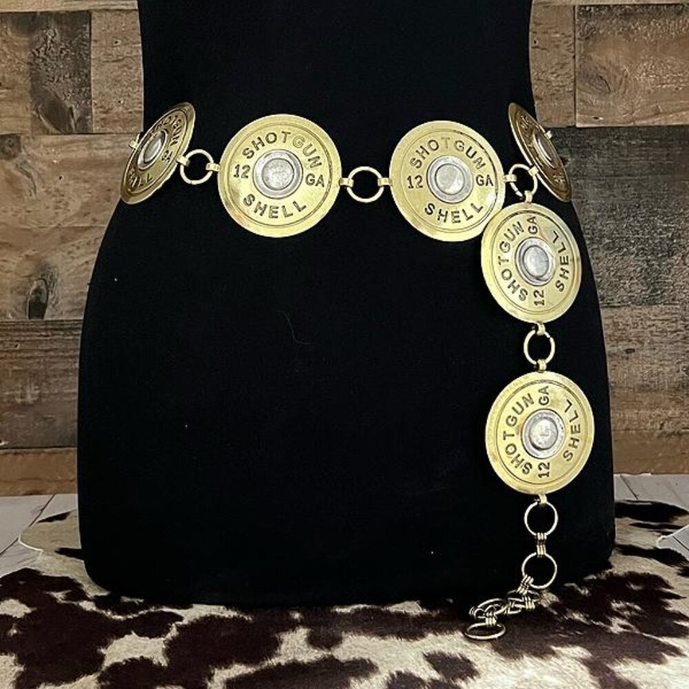 Tipi Brand Shotgun Shell Concho Western Silver Medallion Belt L/XL by Tipi